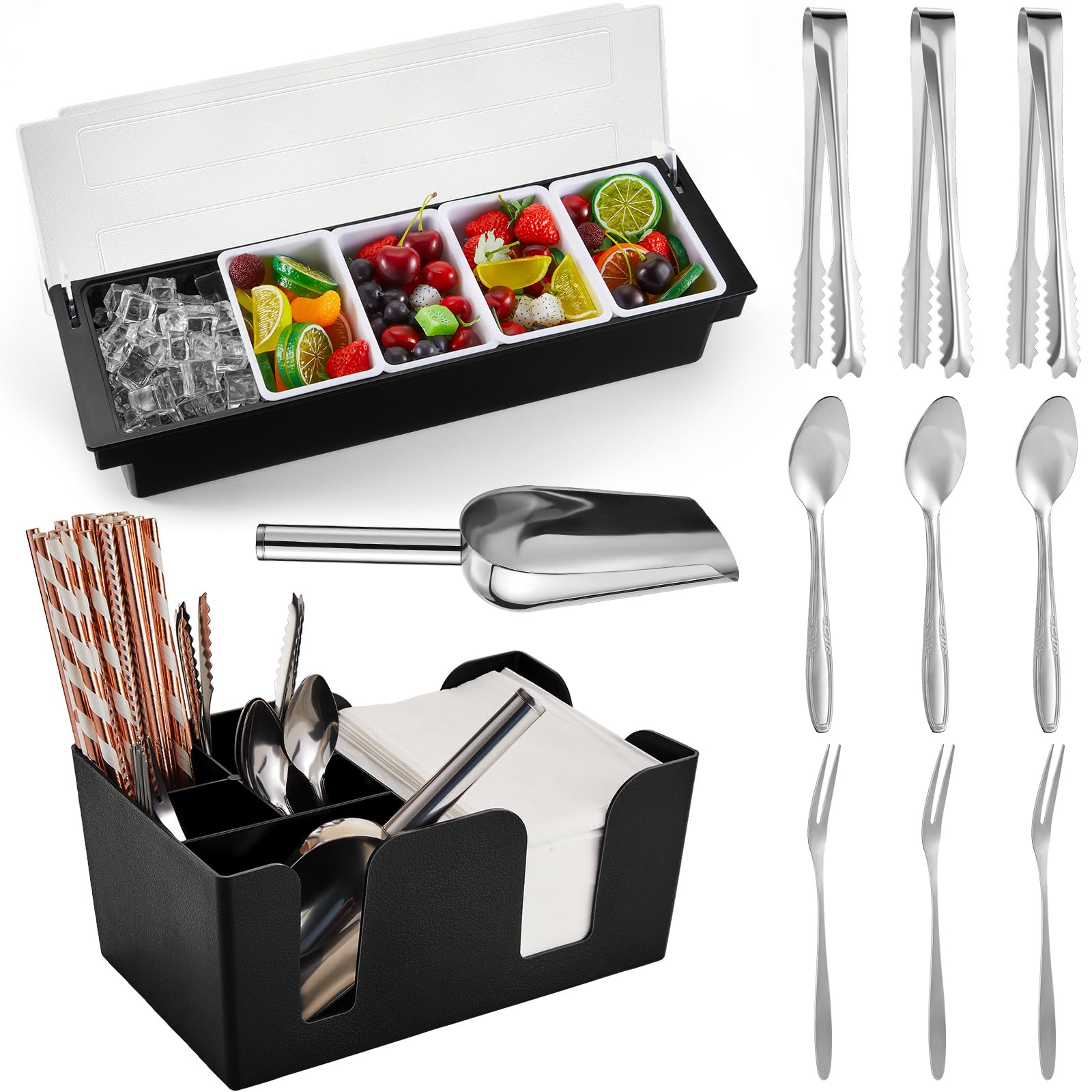 Amazon.com | Tessco for you Garnish Tray with Lid Bar Caddy Ice
